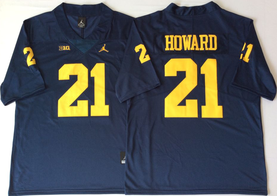 Men's Michigan Wolverines Desmond Howard #21 Navy Alumni Jersey